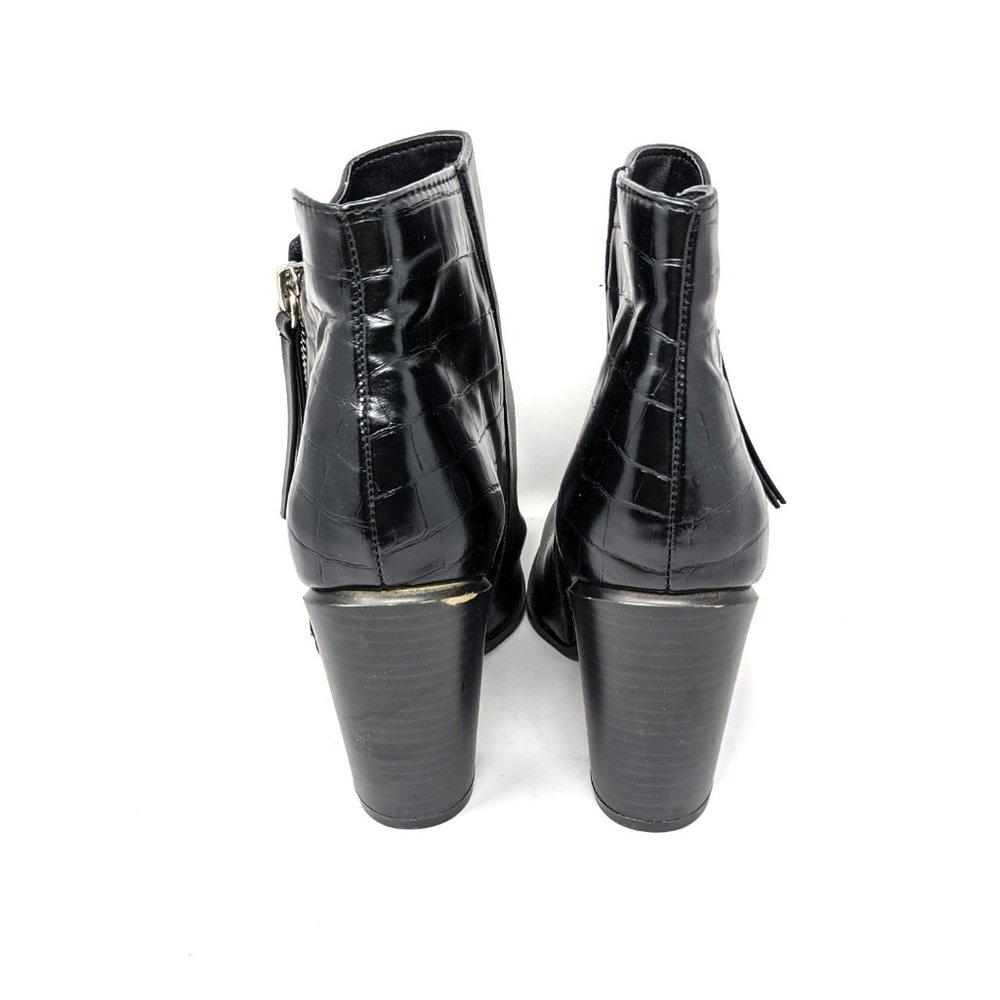 Qupid Black Leather Block Heel Pointed Toe Ankle … - image 6